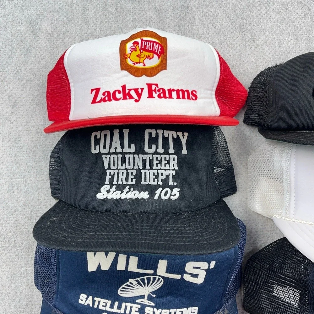 Vintage Trucker Hat Lot Snapback Cap 80s 90s Y2K Patch USA Advertising Rope BQ4